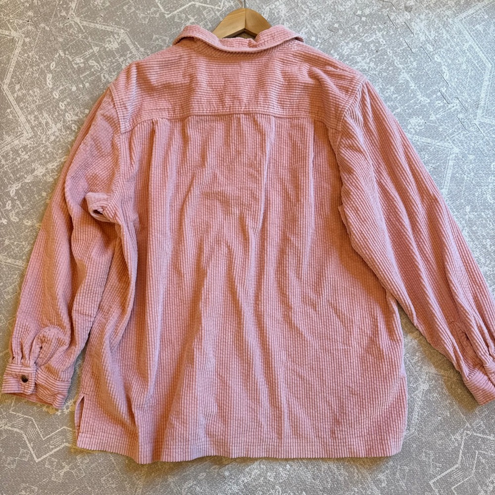 LL Bean Corduroy Button Down Shirt Women XL Pink Long Sleeve 100% cotton - Picture 6 of 7